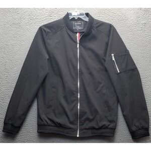 H.T. Niao Golf Swing Bomber Jacket Mens Medium Black Performance Full Zip EUC